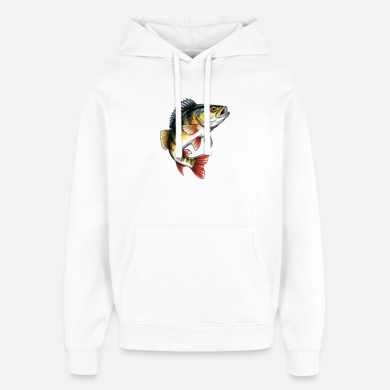 Pêche à la perche - Sweat à capuche unisexe Stanley/Stella Oversized - blanc