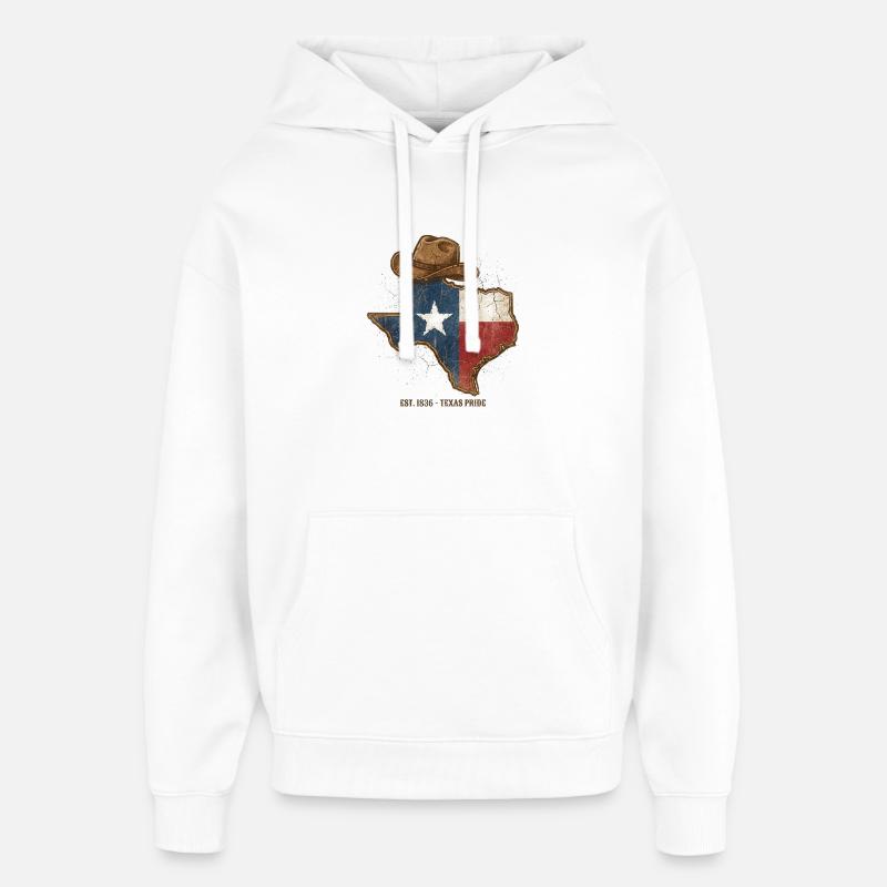 Texas Pride with cowboy hat - Oversized Unisex Hoodie by Stanley/Stella - white