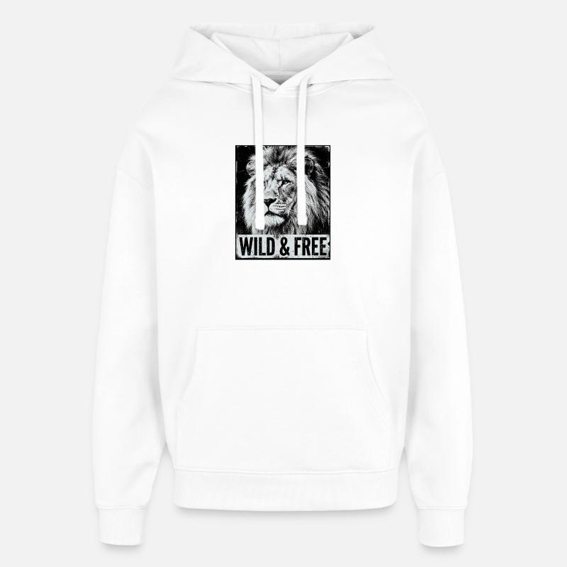 Lion sauvage et libre - Sweat à capuche unisexe Stanley/Stella Oversized - blanc
