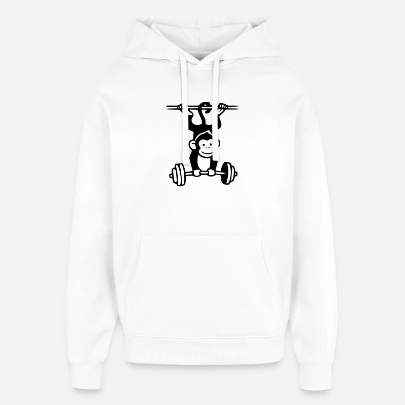 Primate Power - Gym Affe - Oversized Unisex Hoodie von Stanley/Stella - Weiß