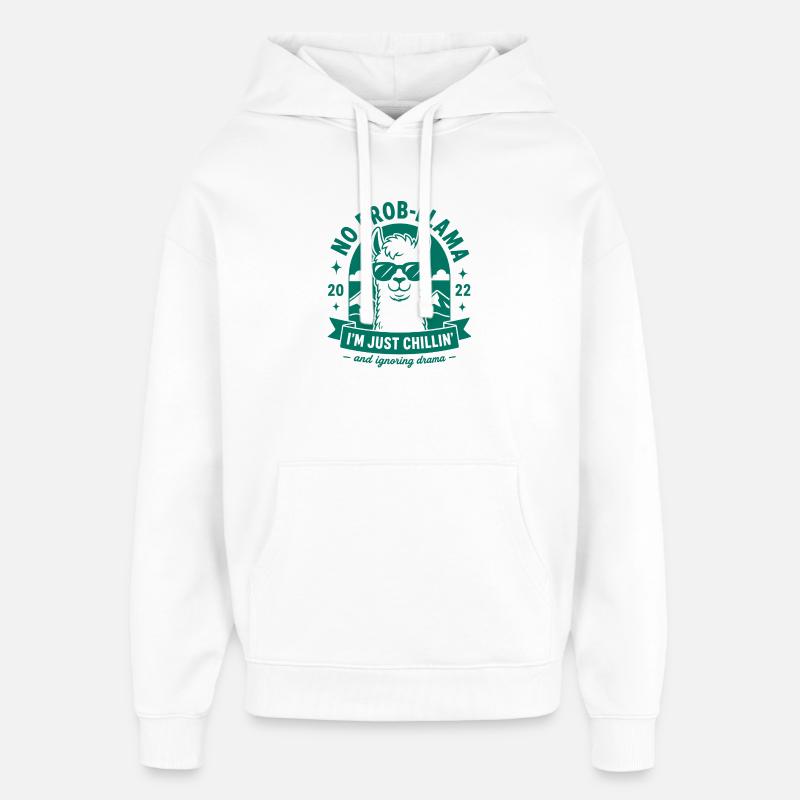 Caffeine Llamaste No Drama - Sweat à capuche unisexe Stanley/Stella Oversized - blanc