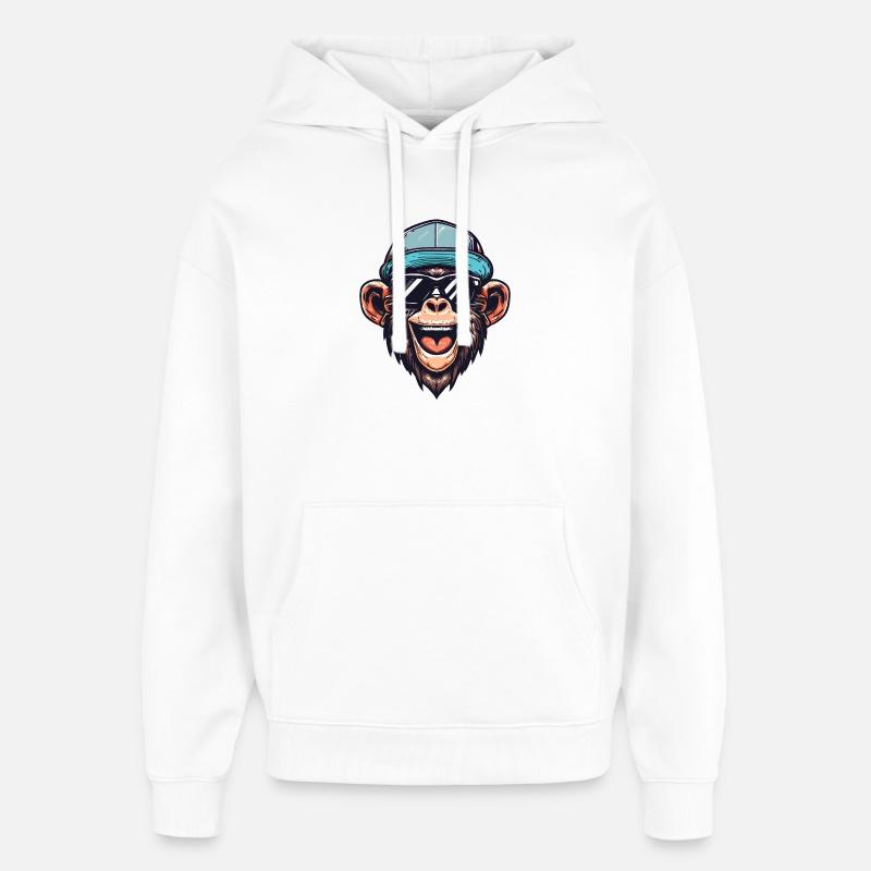 Drôle de singe - Sweat à capuche unisexe Stanley/Stella Oversized - blanc