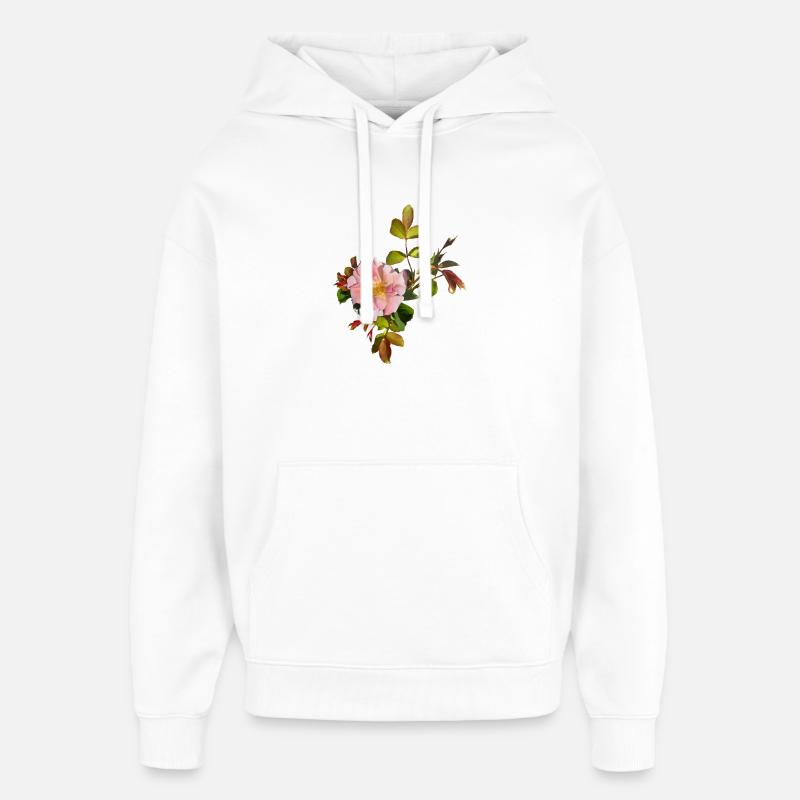Fleur de rose rose délicate - Sweat à capuche unisexe Stanley/Stella Oversized - blanc