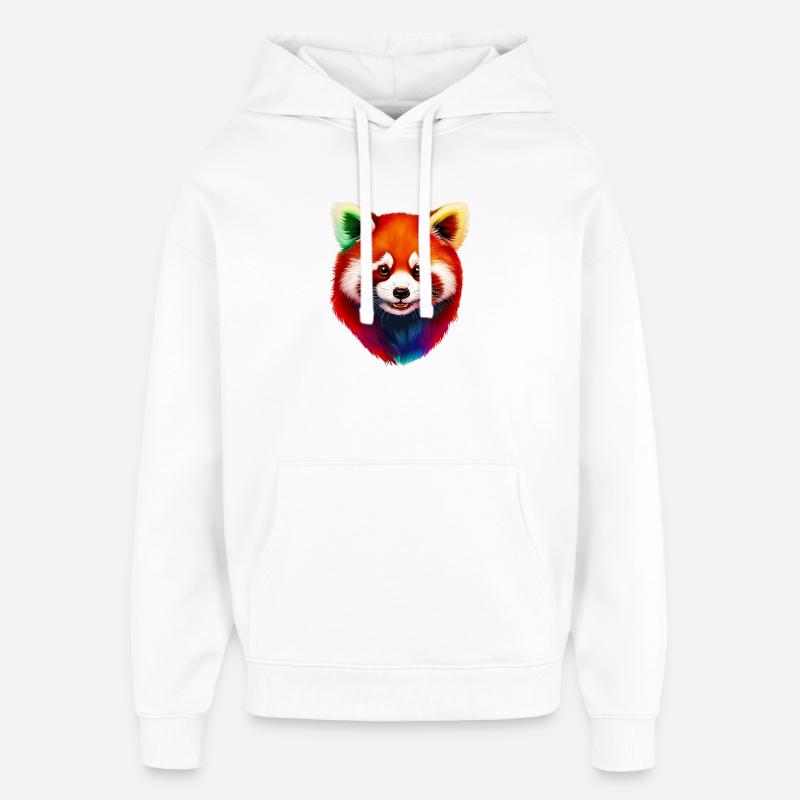 Red panda - Oversized Unisex Hoodie by Stanley/Stella - white