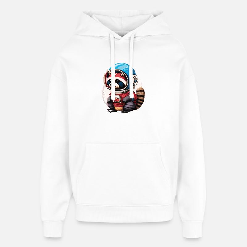 Spaceman raton laveur avec smartphone - Sweat à capuche unisexe Stanley/Stella Oversized - blanc