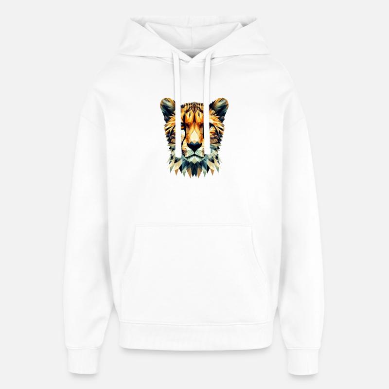 Guépard polygonal - Sweat à capuche unisexe Stanley/Stella Oversized - blanc
