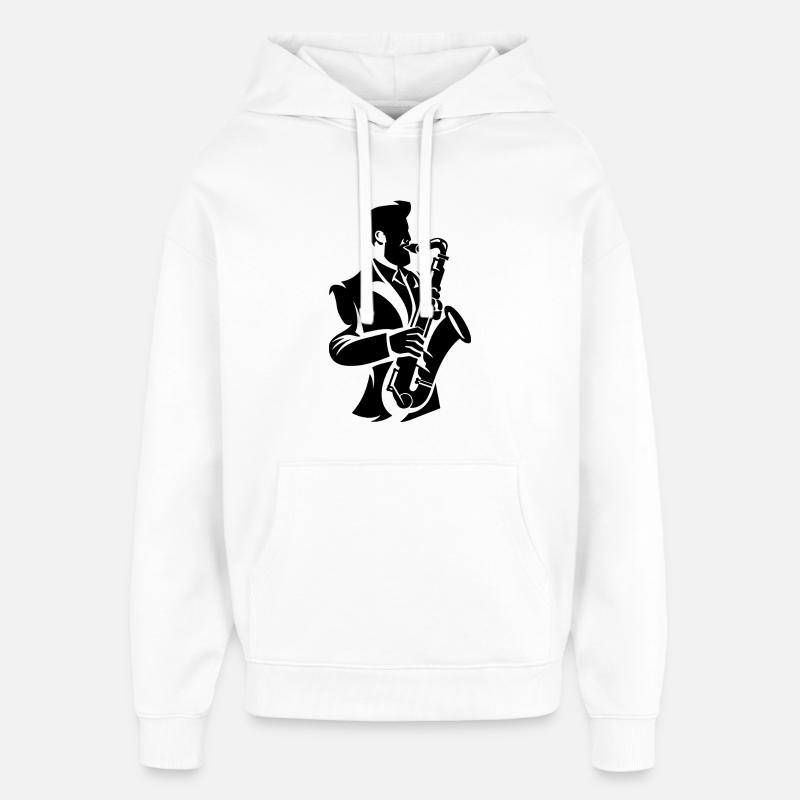 Saxophoniste - Sweat à capuche unisexe Stanley/Stella Oversized - blanc
