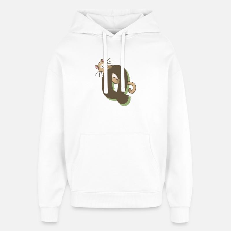 Lettre Q chat - Sweat à capuche unisexe Stanley/Stella Oversized - blanc