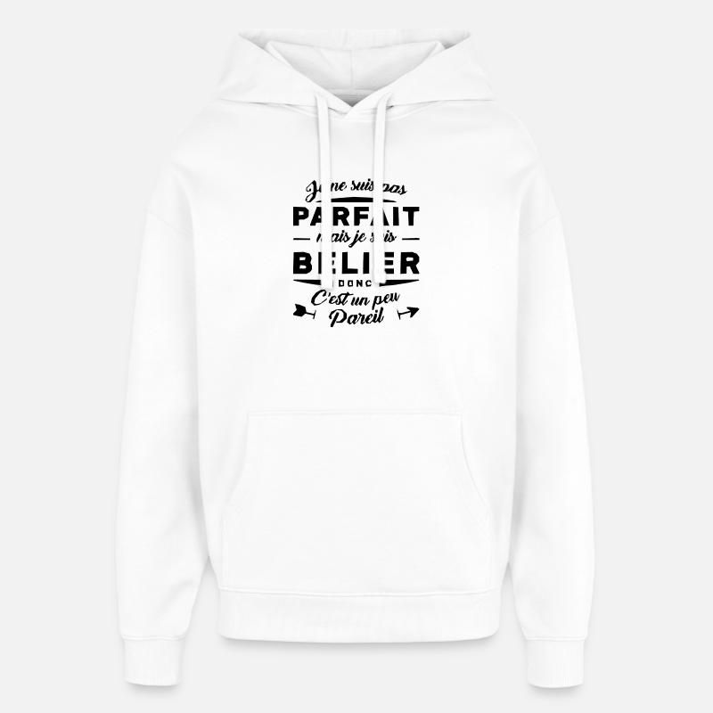 BELIER PARFAIT - Sweat à capuche unisexe Stanley/Stella Oversized - blanc