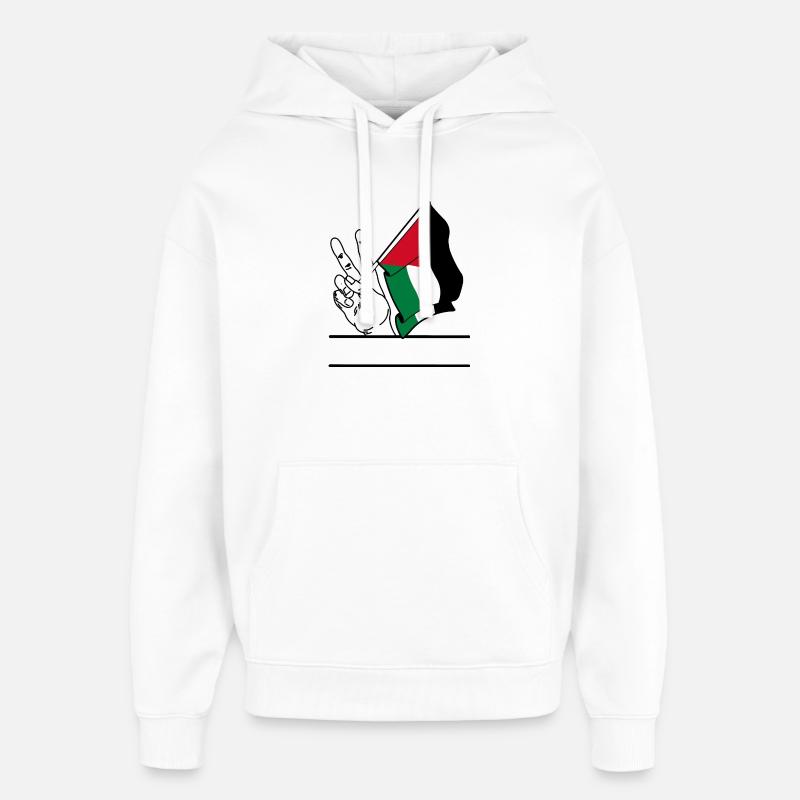 Drapeau Palestine paix signe texte espace - Sweat à capuche unisexe Stanley/Stella Oversized - blanc