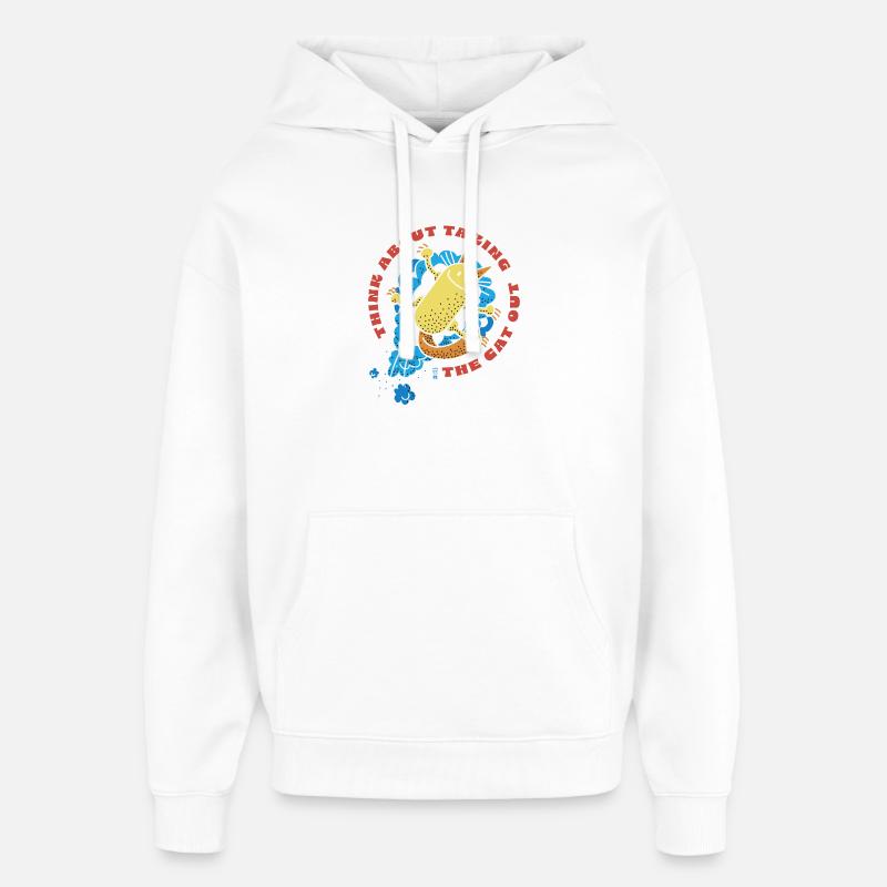 Cat Out - Sweat à capuche unisexe Stanley/Stella Oversized - blanc