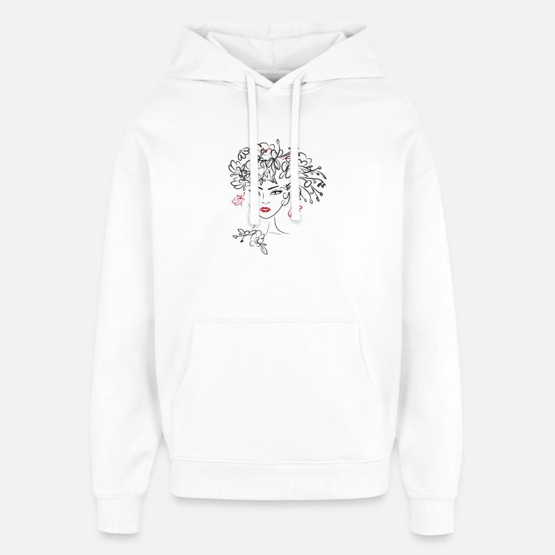 Tête de femme avec des fleurs - Sweat à capuche unisexe Stanley/Stella Oversized - blanc