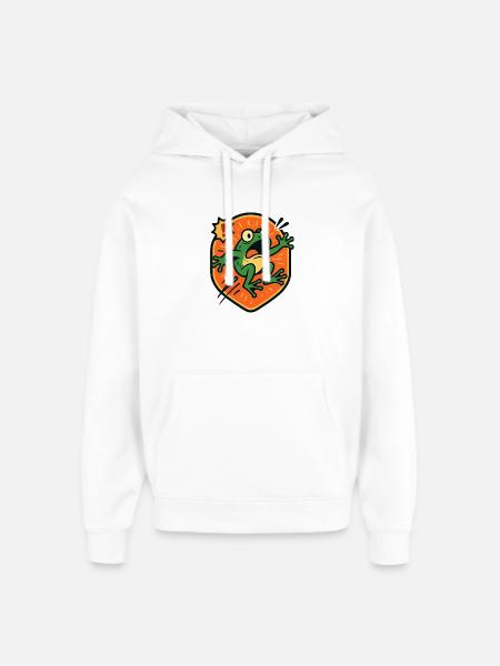 Panic Frog badge - Oversized Unisex Hoodie by Stanley/Stella - white