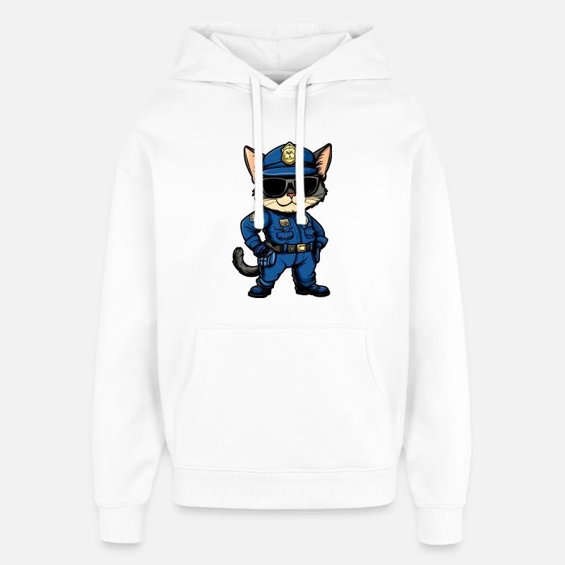 Chat policier - Sweat à capuche unisexe Stanley/Stella Oversized - blanc