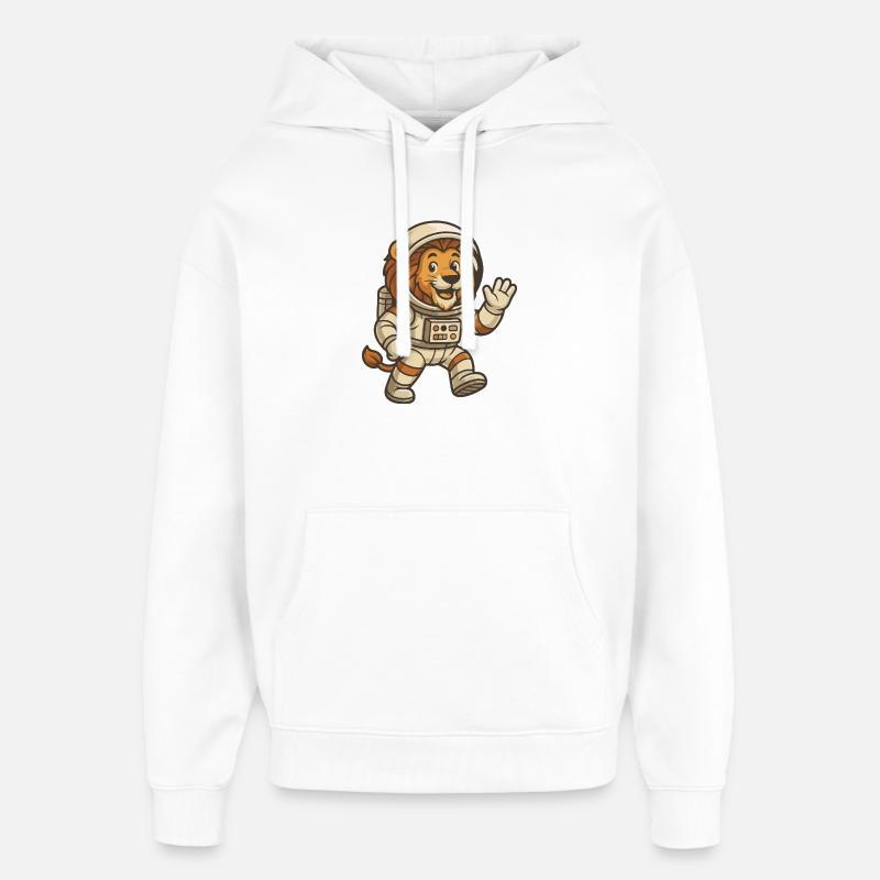 Lion astronaute dans l’espace - Sweat à capuche unisexe Stanley/Stella Oversized - blanc
