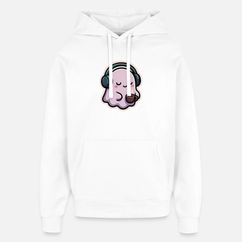 Entspannter Geist mit Kopfhörern und Kaffee - Oversized Unisex Hoodie von Stanley/Stella - Weiß