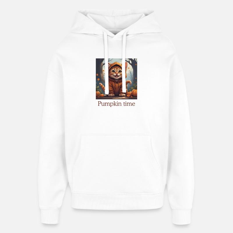 Chat mignon d’Halloween - Sweat à capuche unisexe Stanley/Stella Oversized - blanc