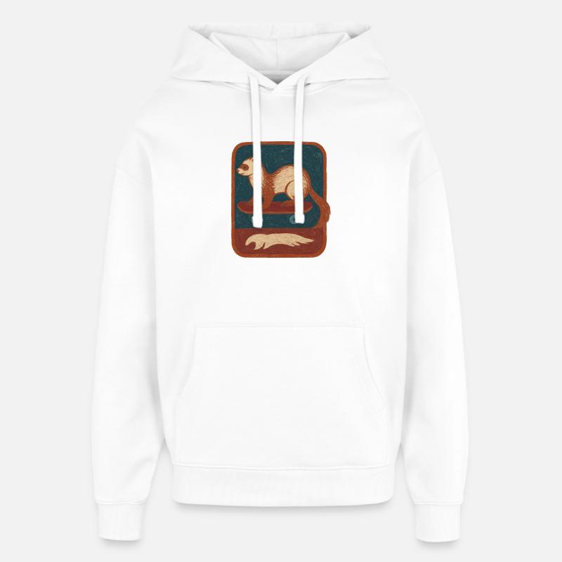 Furet sur Skateboard Rétro - Sweat à capuche unisexe Stanley/Stella Oversized - blanc