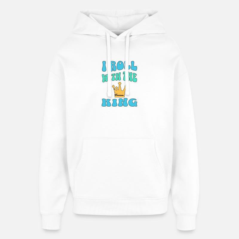 Je roule avec le roi - Sweat à capuche unisexe Stanley/Stella Oversized - blanc