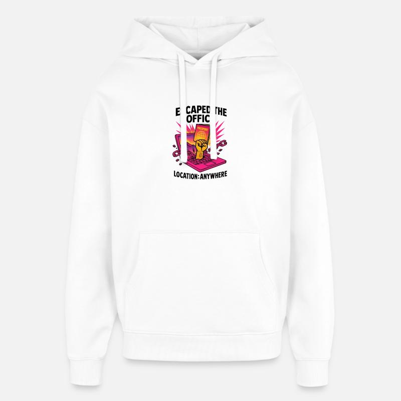 Telearbeit – Telearbeit – Voll-Fernarbeit - Oversized Unisex Hoodie von Stanley/Stella - Weiß