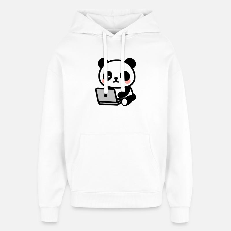 Panda kawaii geek - dessin mignon - Sweat à capuche unisexe Stanley/Stella Oversized - blanc