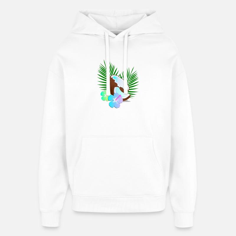 Hibiscus des tropiques de l’île Coconut - Sweat à capuche unisexe Stanley/Stella Oversized - blanc