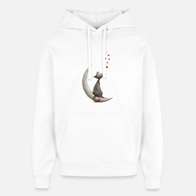 Chat sur la Lune - Sweat à capuche unisexe Stanley/Stella Oversized - blanc