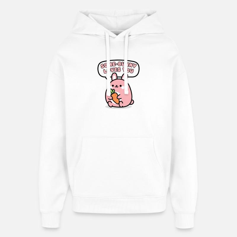 Un lapin t’aime Carotte mignonne - Sweat à capuche unisexe Stanley/Stella Oversized - blanc