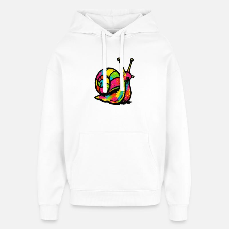 Escargot Arc-en-ciel : Gastéropode Pop Art - Sweat à capuche unisexe Stanley/Stella Oversized - blanc
