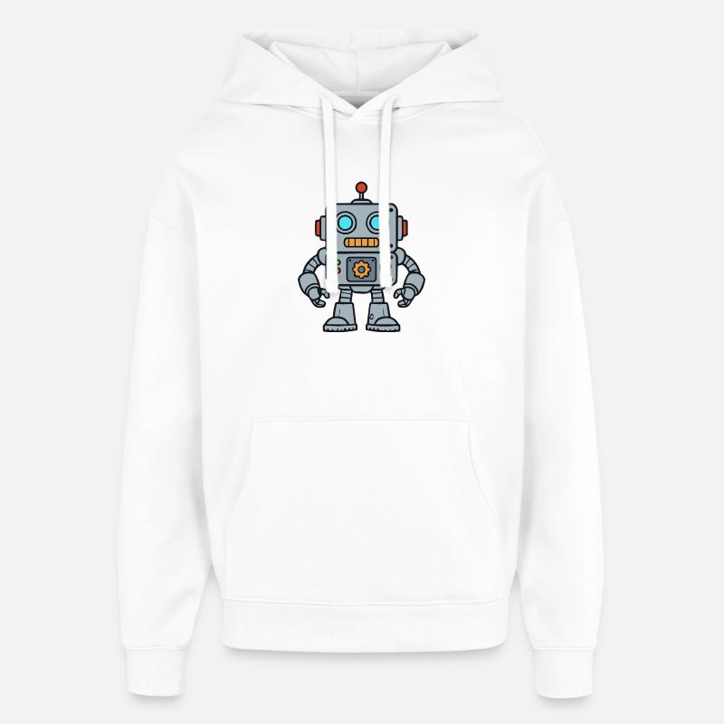 Pop Art Rétro Robot - Sweat à capuche unisexe Stanley/Stella Oversized - blanc