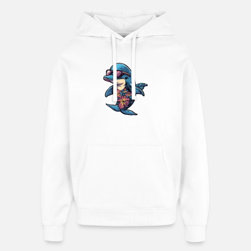Delfin Comic Urlaub - Oversized Unisex Hoodie von Stanley/Stella - Weiß