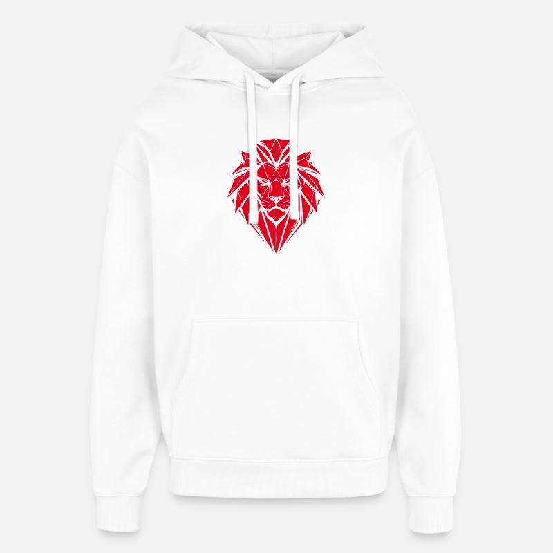 Lion rouge géométrique - Sweat à capuche unisexe Stanley/Stella Oversized - blanc