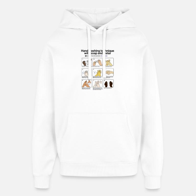 Hand Washing Instructions - Sweat à capuche unisexe Stanley/Stella Oversized - blanc