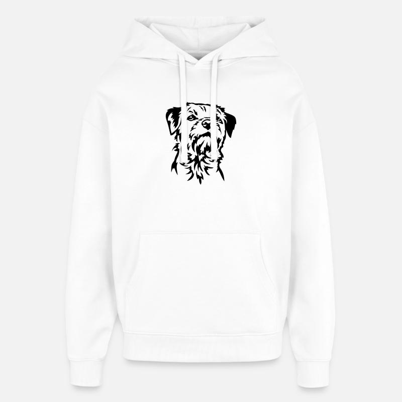 Tête de Border Terrier - Sweat à capuche unisexe Stanley/Stella Oversized - blanc