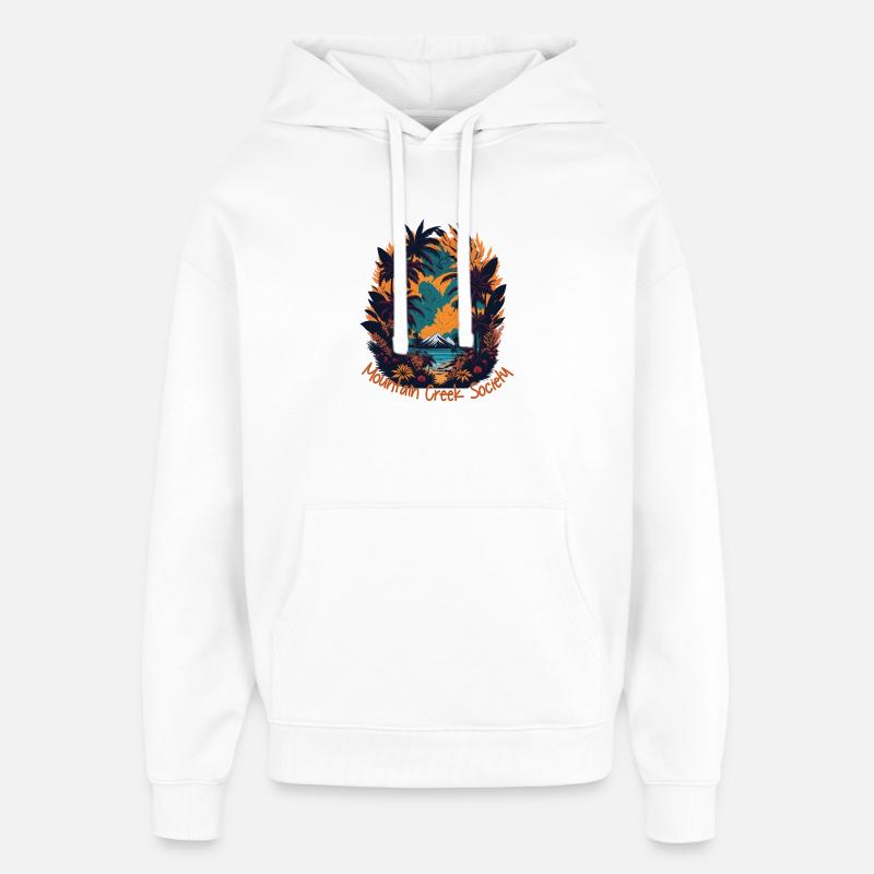 Paysage tropical de Mountain Creek - Sweat à capuche unisexe Stanley/Stella Oversized - blanc