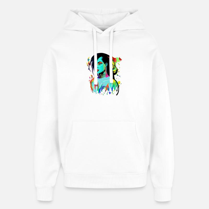 Neon Porträt Farbexplosion - Oversized Unisex Hoodie von Stanley/Stella - Weiß