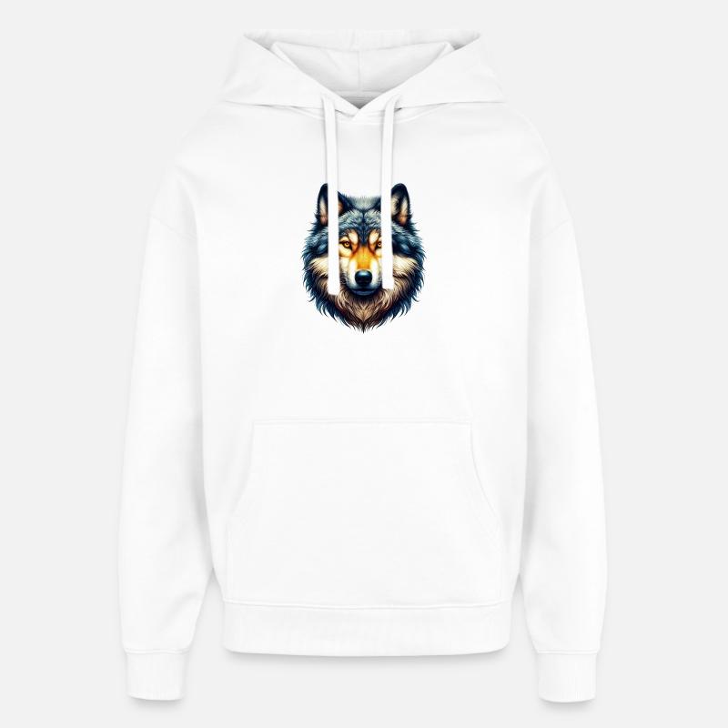 Loup - Sweat à capuche unisexe Stanley/Stella Oversized - blanc