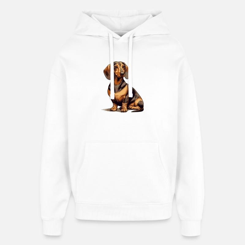 Sitzender Dackel - Oversized Unisex Hoodie von Stanley/Stella - Weiß