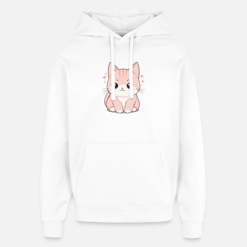Mignon dessin animé chaton illustration - Sweat à capuche unisexe Stanley/Stella Oversized - blanc