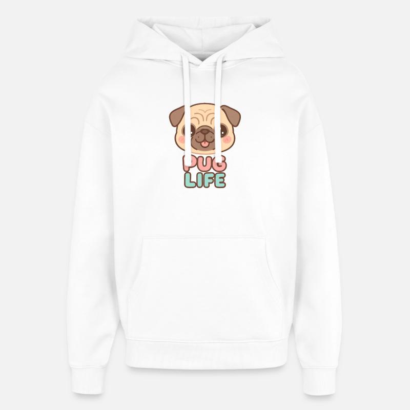 Kawaii Mops Hund - Mops Leben - Oversized Unisex Hoodie von Stanley/Stella - Weiß