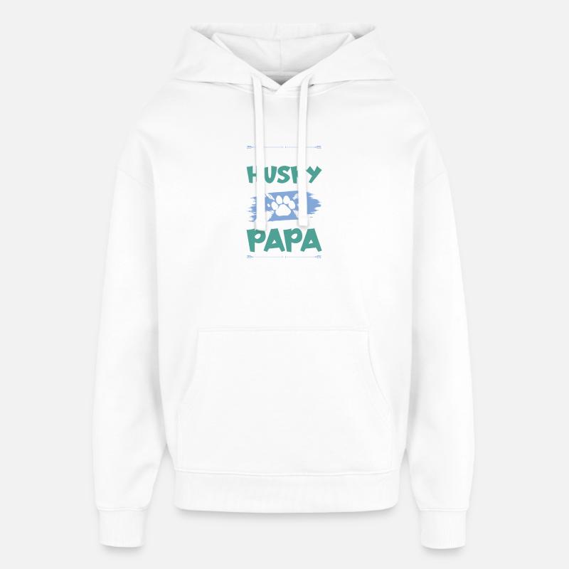 papa chien husky - Sweat à capuche unisexe Stanley/Stella Oversized - blanc