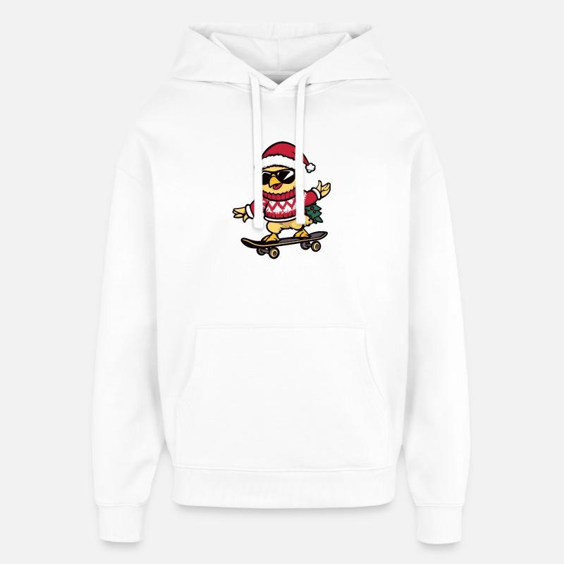 Poulet Noël drôle - Sweat à capuche unisexe Stanley/Stella Oversized - blanc
