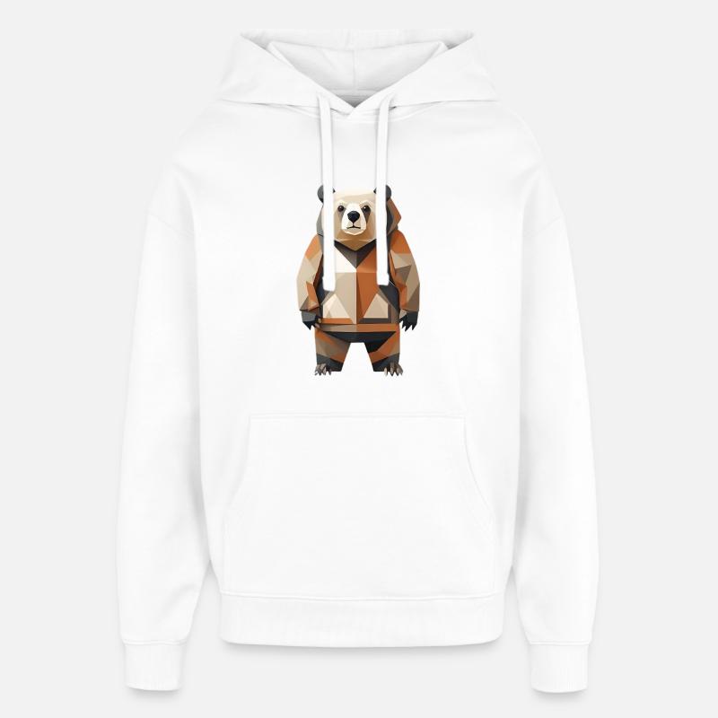 Polypanda Panda Low-Poly - Sweat à capuche unisexe Stanley/Stella Oversized - blanc