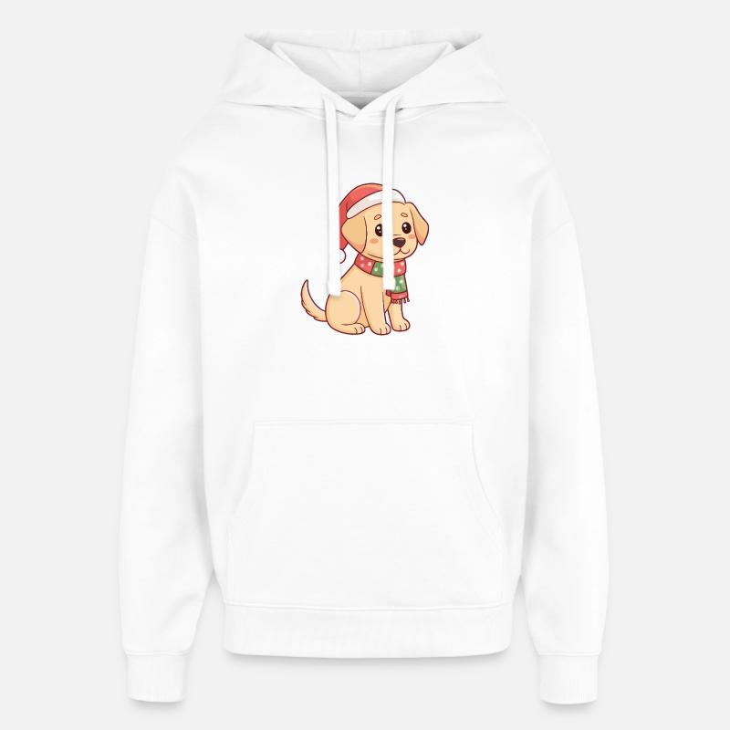 Chiot Noël Scintillant - Sweat à capuche unisexe Stanley/Stella Oversized - blanc