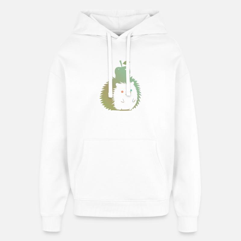 Hérisson Pastel avec Pomme - Sweat à capuche unisexe Stanley/Stella Oversized - blanc