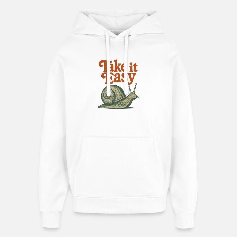 Take It Calm, Snail Rétro - Sweat à capuche unisexe Stanley/Stella Oversized - blanc