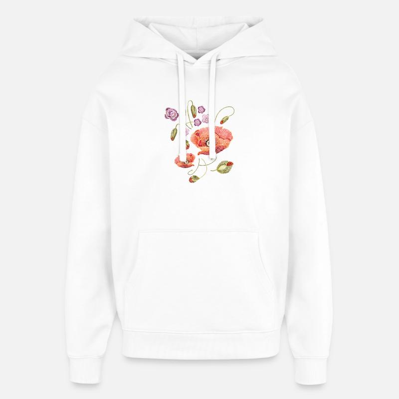 Coquelicots - Sweat à capuche unisexe Stanley/Stella Oversized - blanc