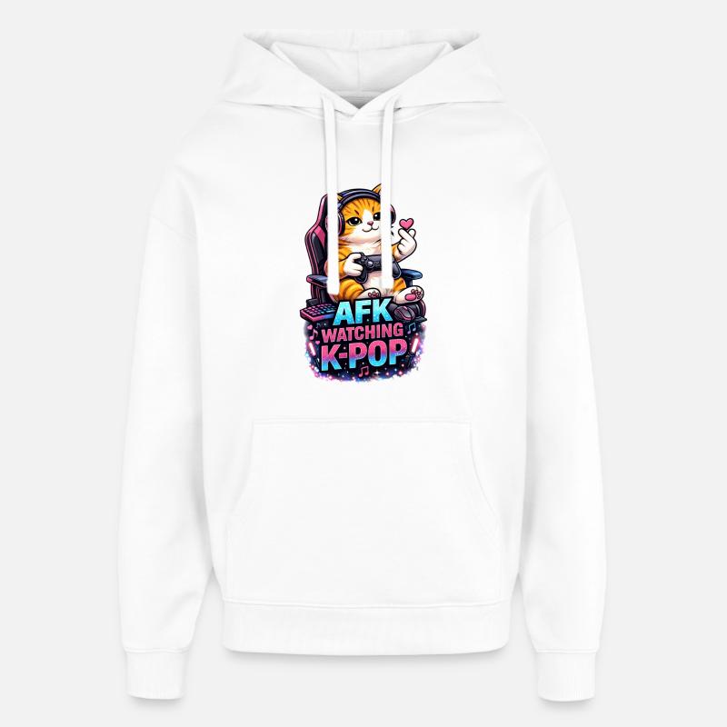AFK en regardant K Pop - Sweat à capuche unisexe Stanley/Stella Oversized - blanc