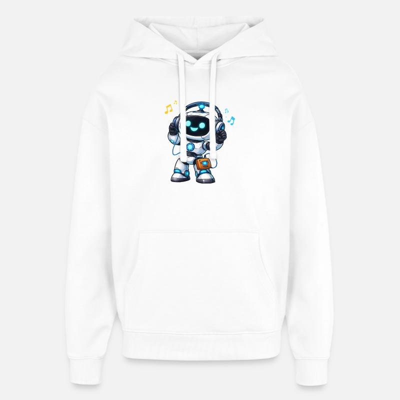 DJ robot spatial avec casque - Sweat à capuche unisexe Stanley/Stella Oversized - blanc