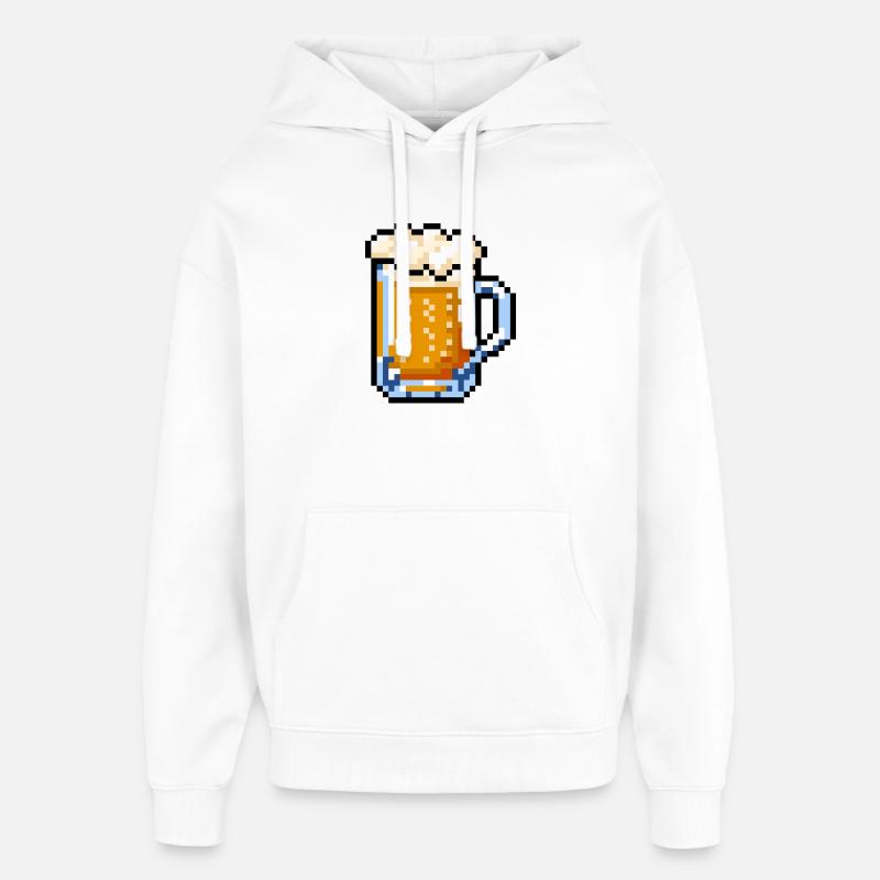 Bierglas Pixel Art – Retro Bier Design - Oversized Unisex Hoodie von Stanley/Stella - Weiß